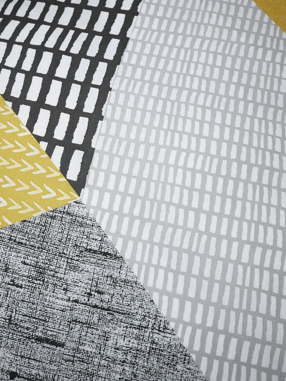 Catherine Lansfield Larsson Geo Reversible Duvet Cover Set Ochre Yellow