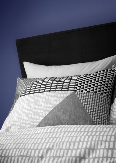 Catherine Lansfield Larsson Geo Reversible Duvet Cover Set Grey