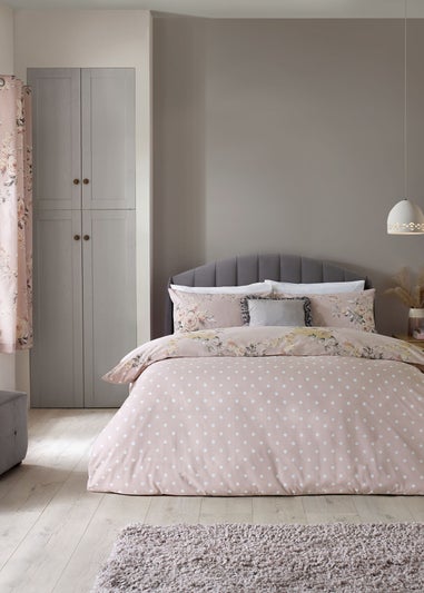 Catherine Lansfield Canterbury Floral Reversible Duvet Cover Set Blush Pink