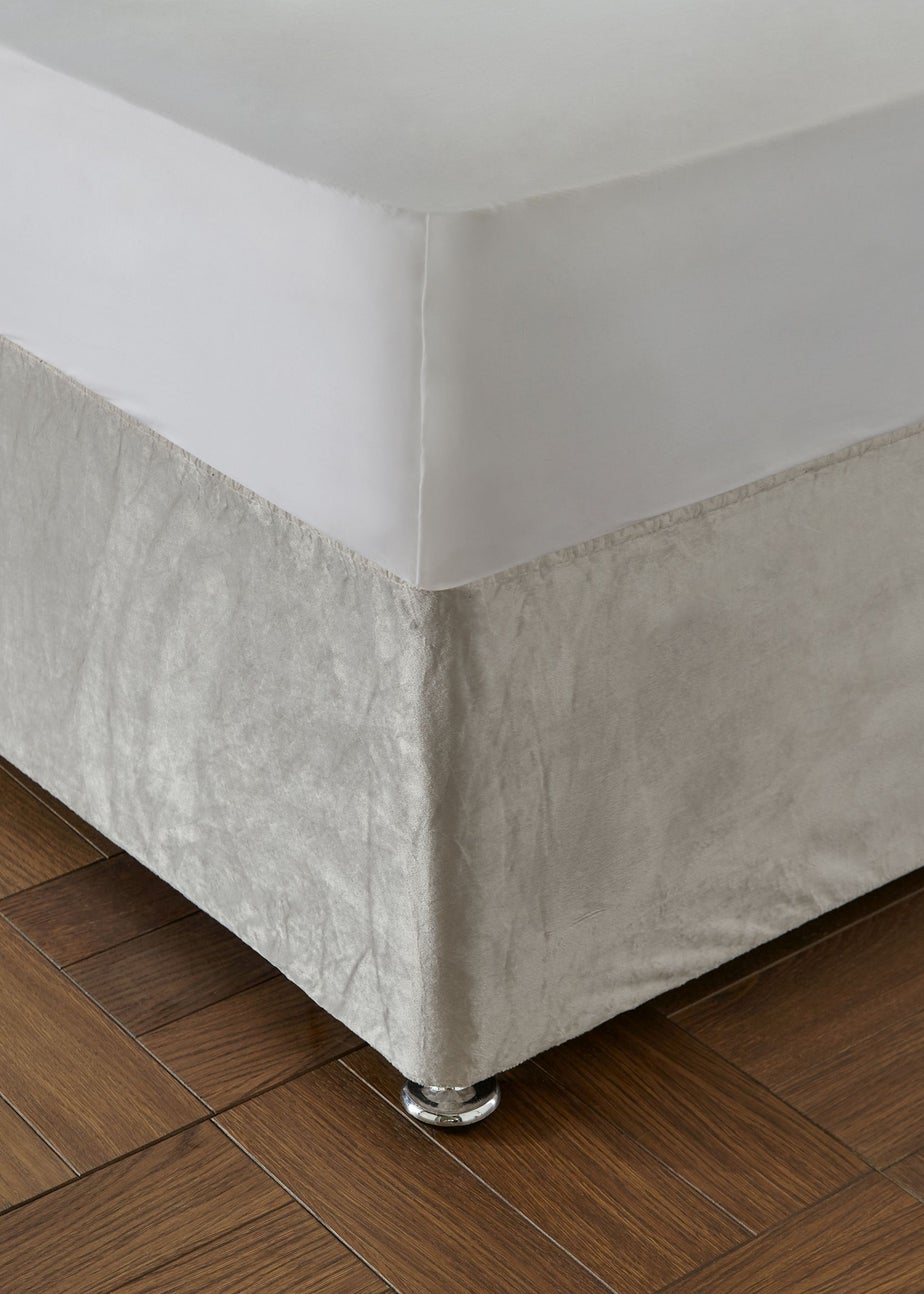 Catherine Lansfield Cream Kingsley Matt Velvet Elasticated Divan Base Wrap