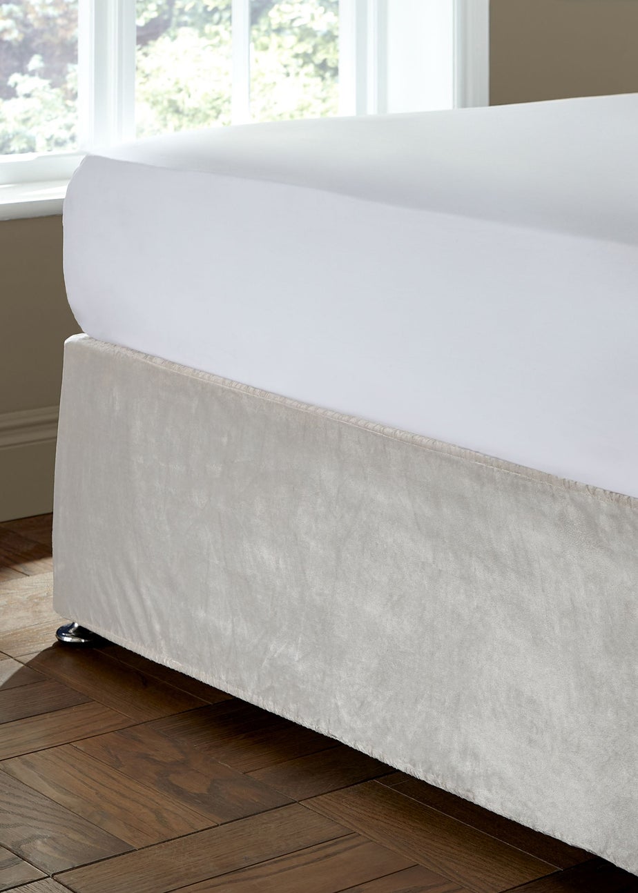 Catherine Lansfield Cream Kingsley Matt Velvet Elasticated Divan Base Wrap