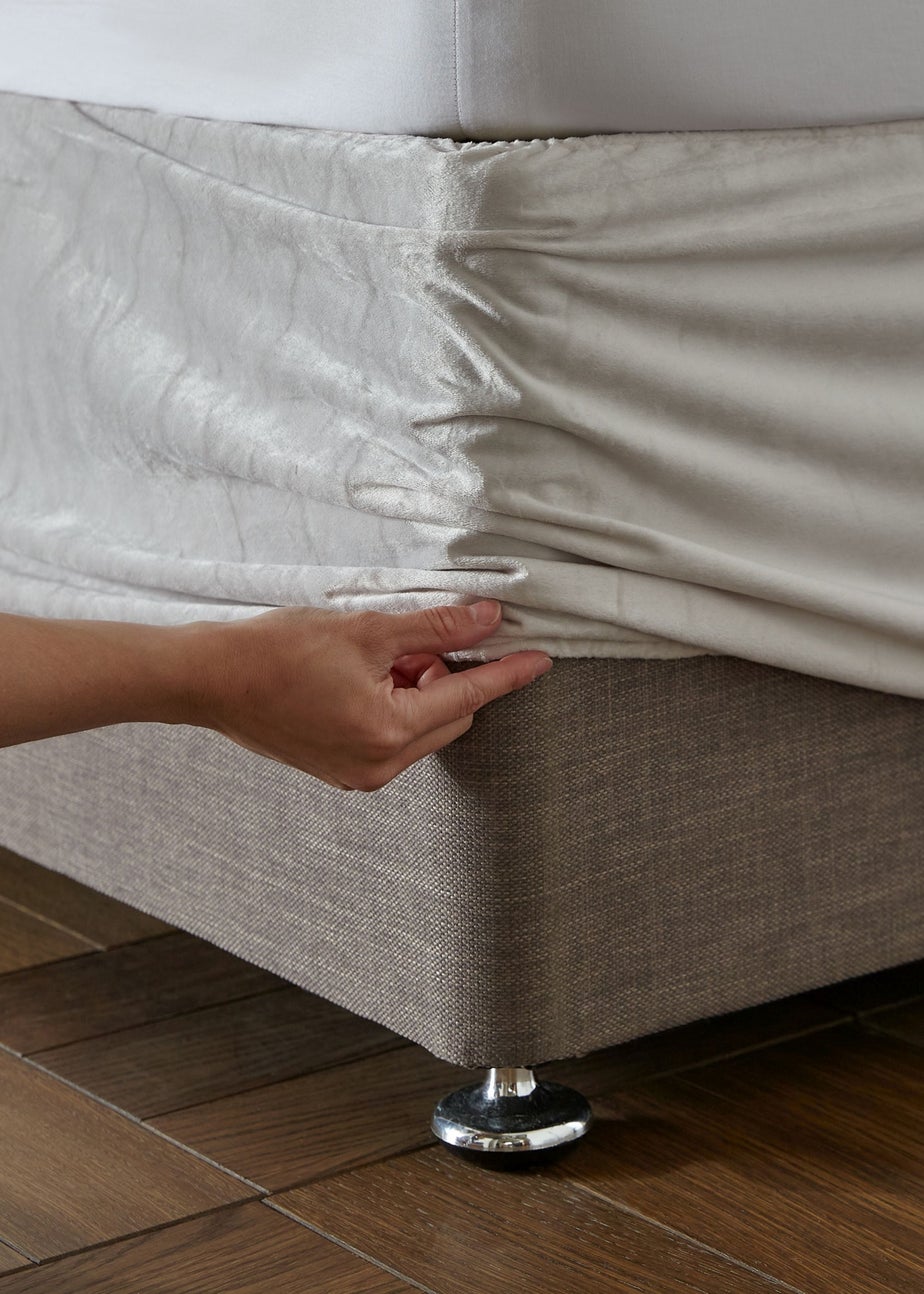 Catherine Lansfield Cream Kingsley Matt Velvet Elasticated Divan Base Wrap