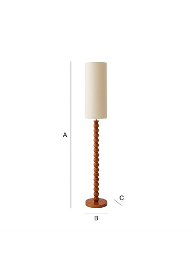 ValueLights Wyatt Linen Tall Lamp Shade Walnut Wood Bobbin Floor Lamp