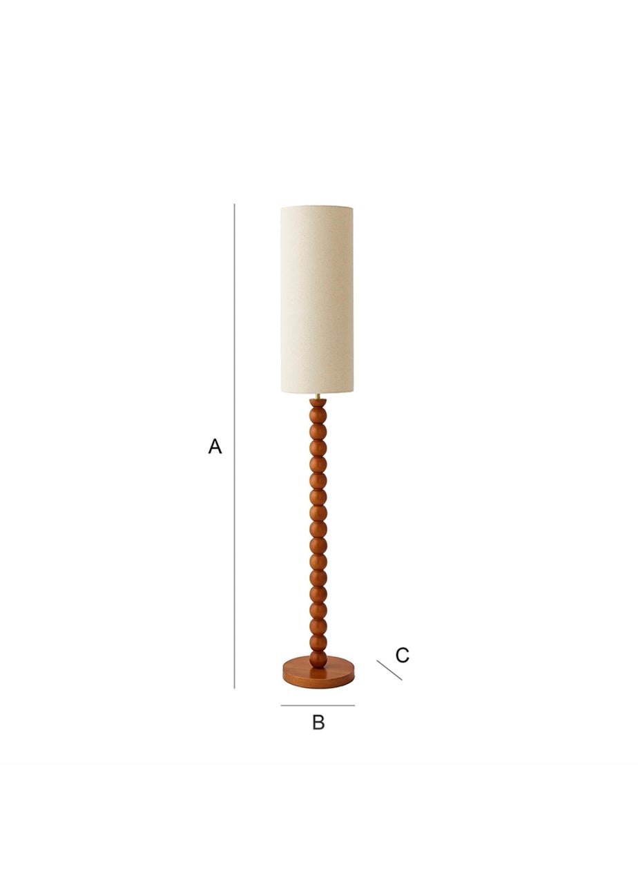 ValueLights Wyatt Linen Tall Lamp Shade Walnut Wood Bobbin Floor Lamp
