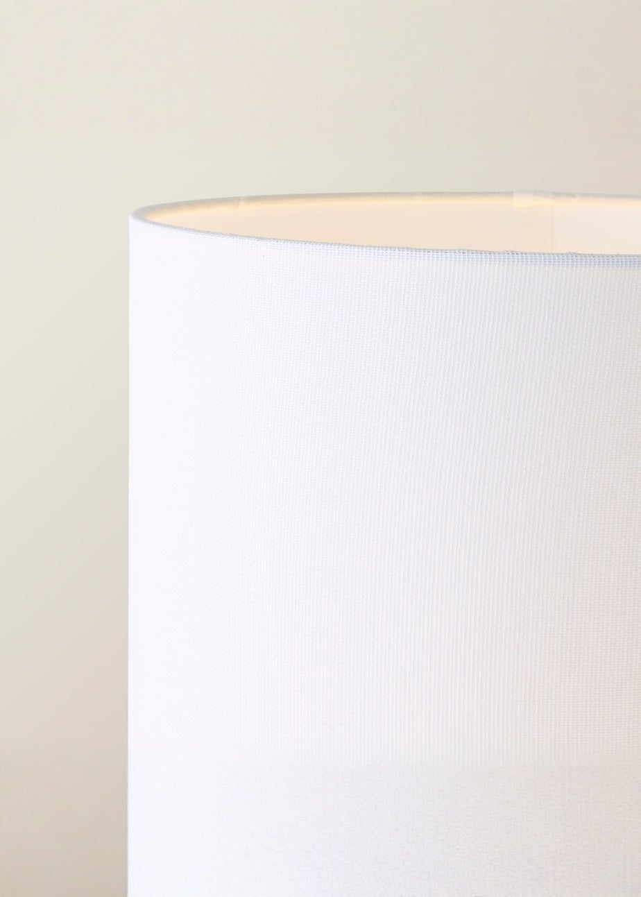 ValueLights Una White Tall Lamp Shade Rattan Midi Floor Lamp