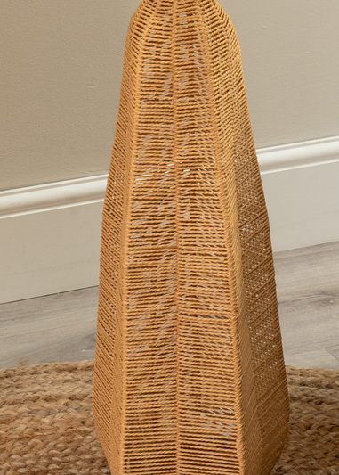 ValueLights Una White Tall Lamp Shade Rattan Midi Floor Lamp