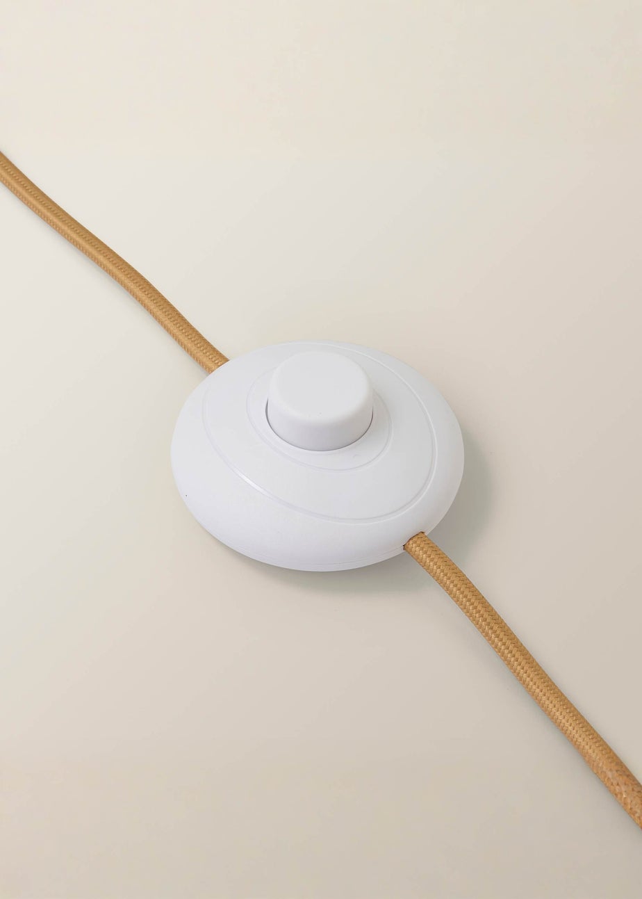 ValueLights Una White Tall Lamp Shade Rattan Midi Floor Lamp