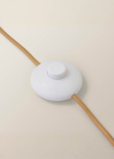 ValueLights Una White Tall Lamp Shade Rattan Midi Floor Lamp