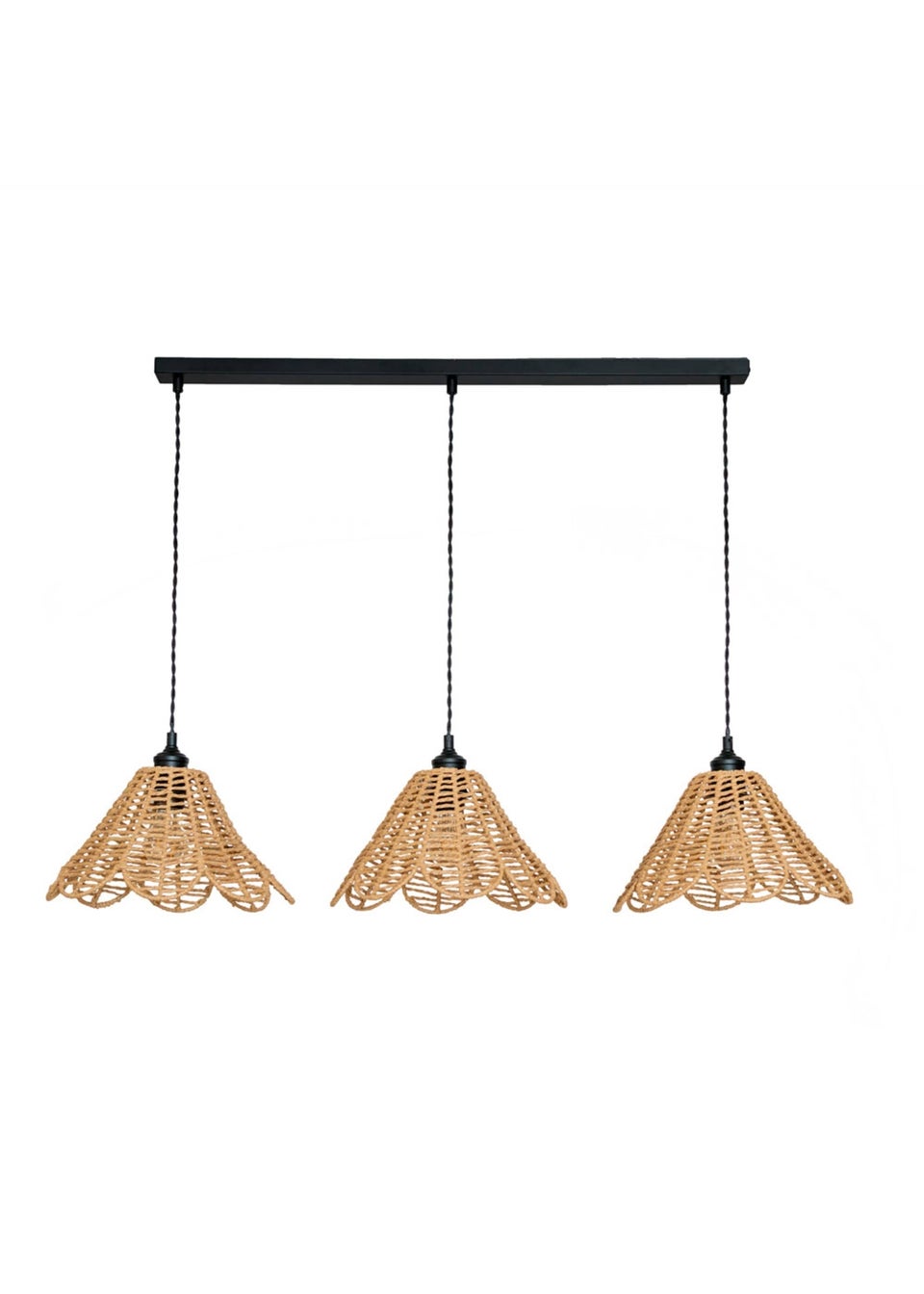 ValueLights Vine Rattan Flower Shade 3 Drop Matte Diner Ceiling Pendant Light