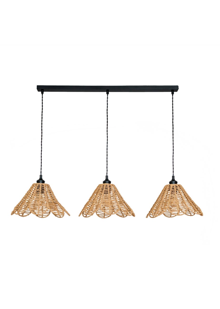 ValueLights Vine Rattan Flower Shade 3 Drop Matte Diner Ceiling Pendant Light