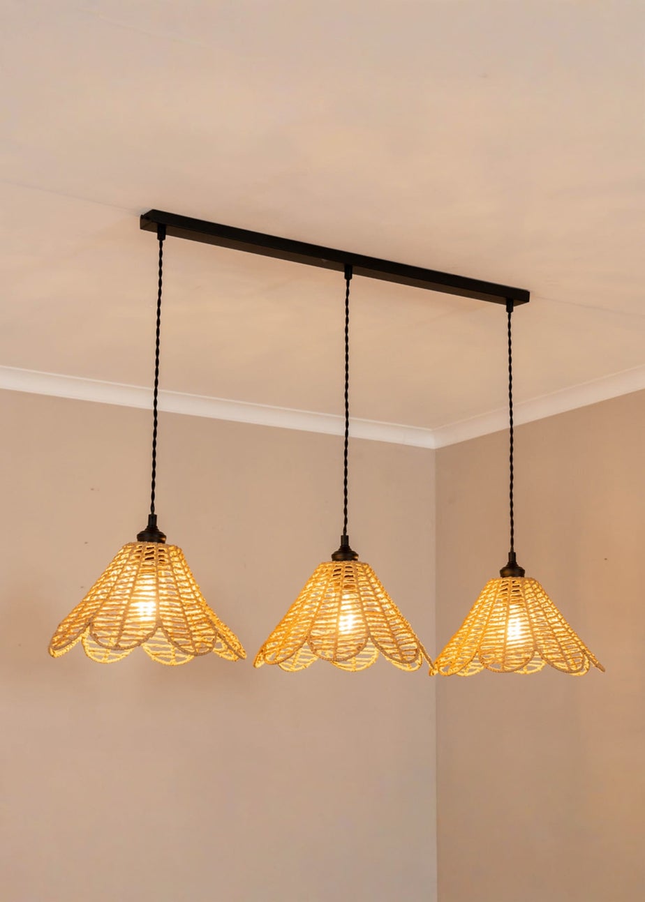 ValueLights Vine Rattan Flower Shade 3 Drop Matte Diner Ceiling Pendant Light