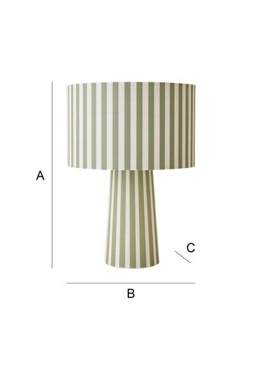 ValueLights Thorley Green Stripe Drum Shade Full Fabric Table Lamp