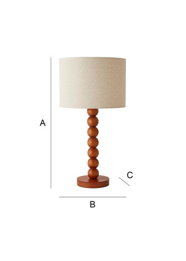 ValueLights Wyatt Linen Drum Lamp Shade Walnut Wood Bobbin Table Lamp