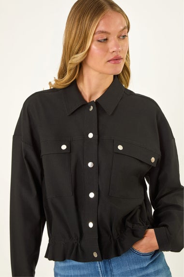 Roman Black Utility Collared Pocket Jacket