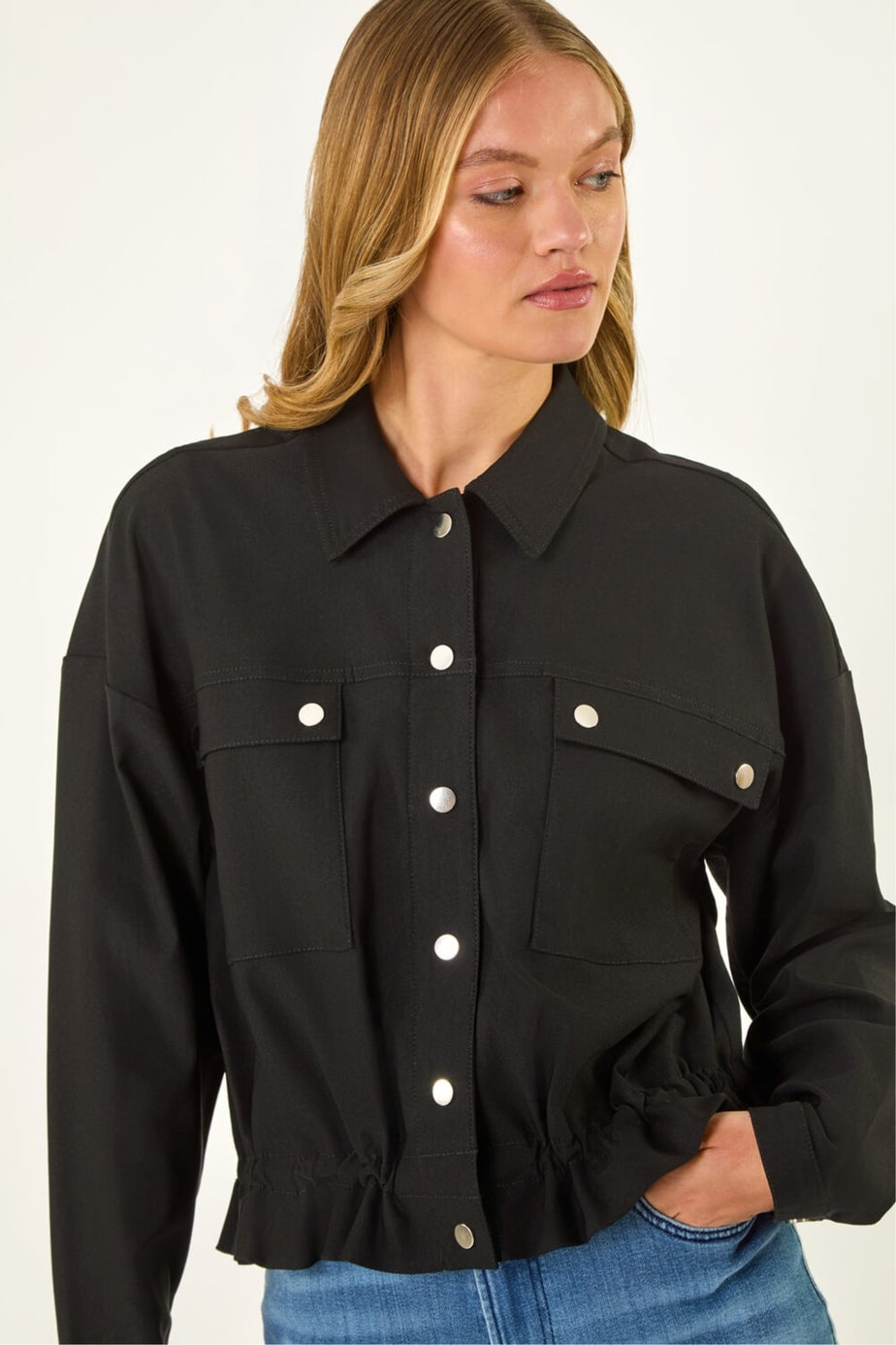 Roman Black Utility Collared Pocket Jacket