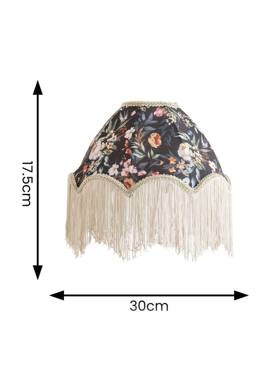 ValueLights Peony Scalloped Floral Fabric Classic Lamp Shade with Cream Tassels