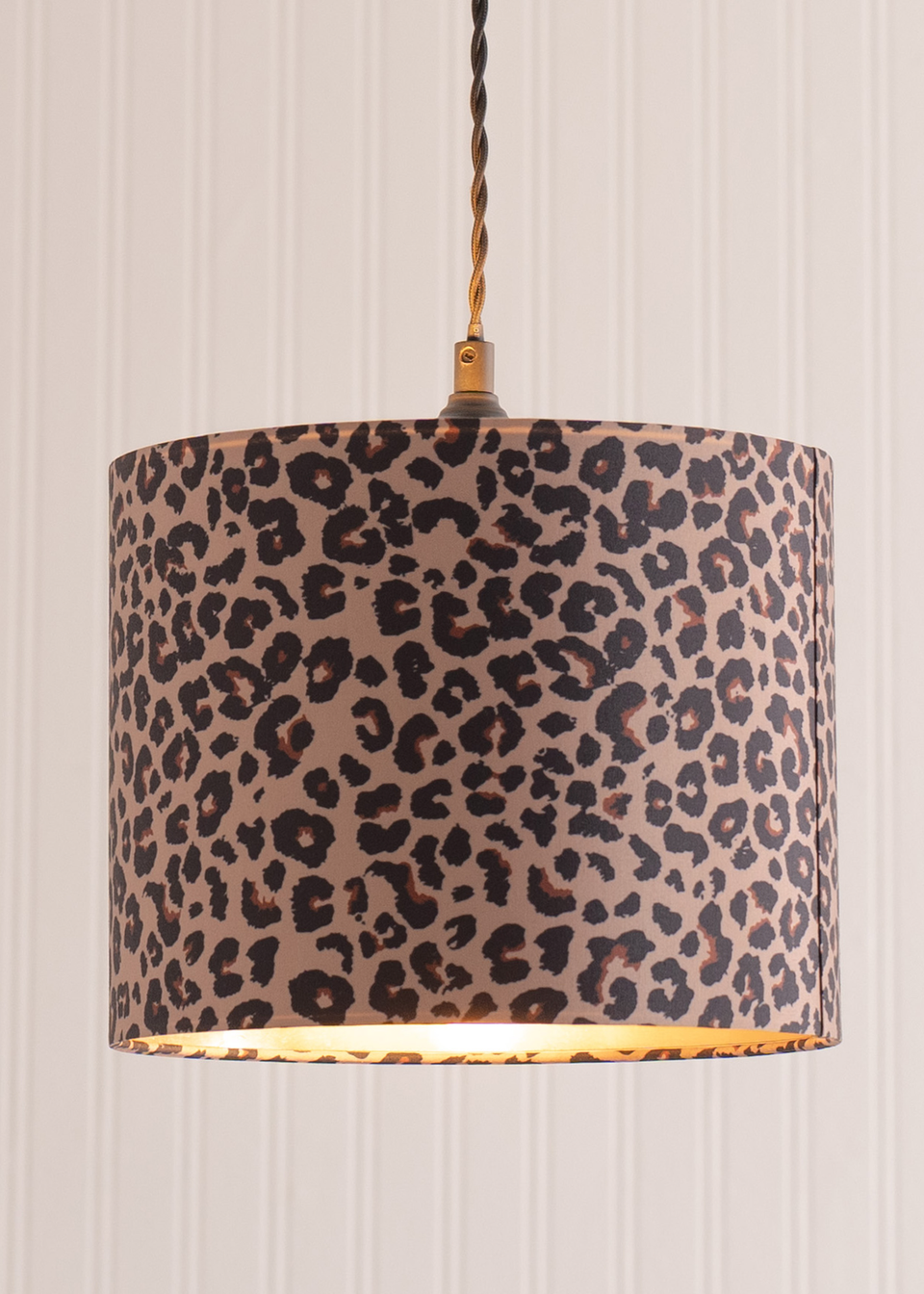 ValueLights Oasis Leopard Print Fabric with Inner Drum Ceiling Lamp Shade