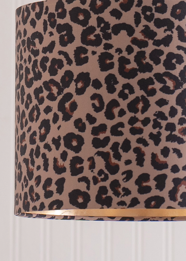 ValueLights Oasis Leopard Print Fabric with Inner Drum Ceiling Lamp Shade