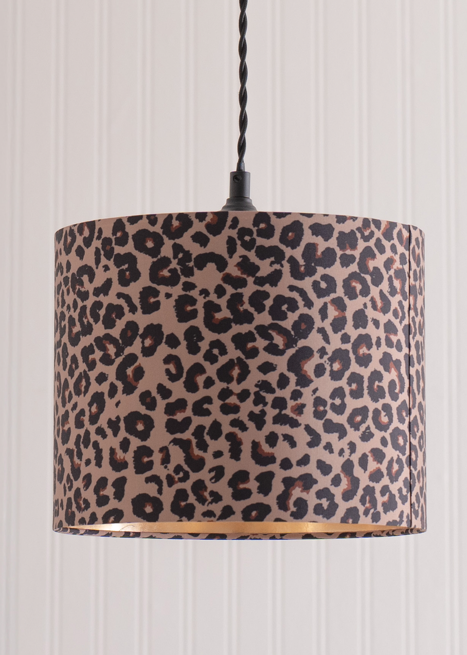ValueLights Oasis Leopard Print Fabric with Inner Drum Ceiling Lamp Shade