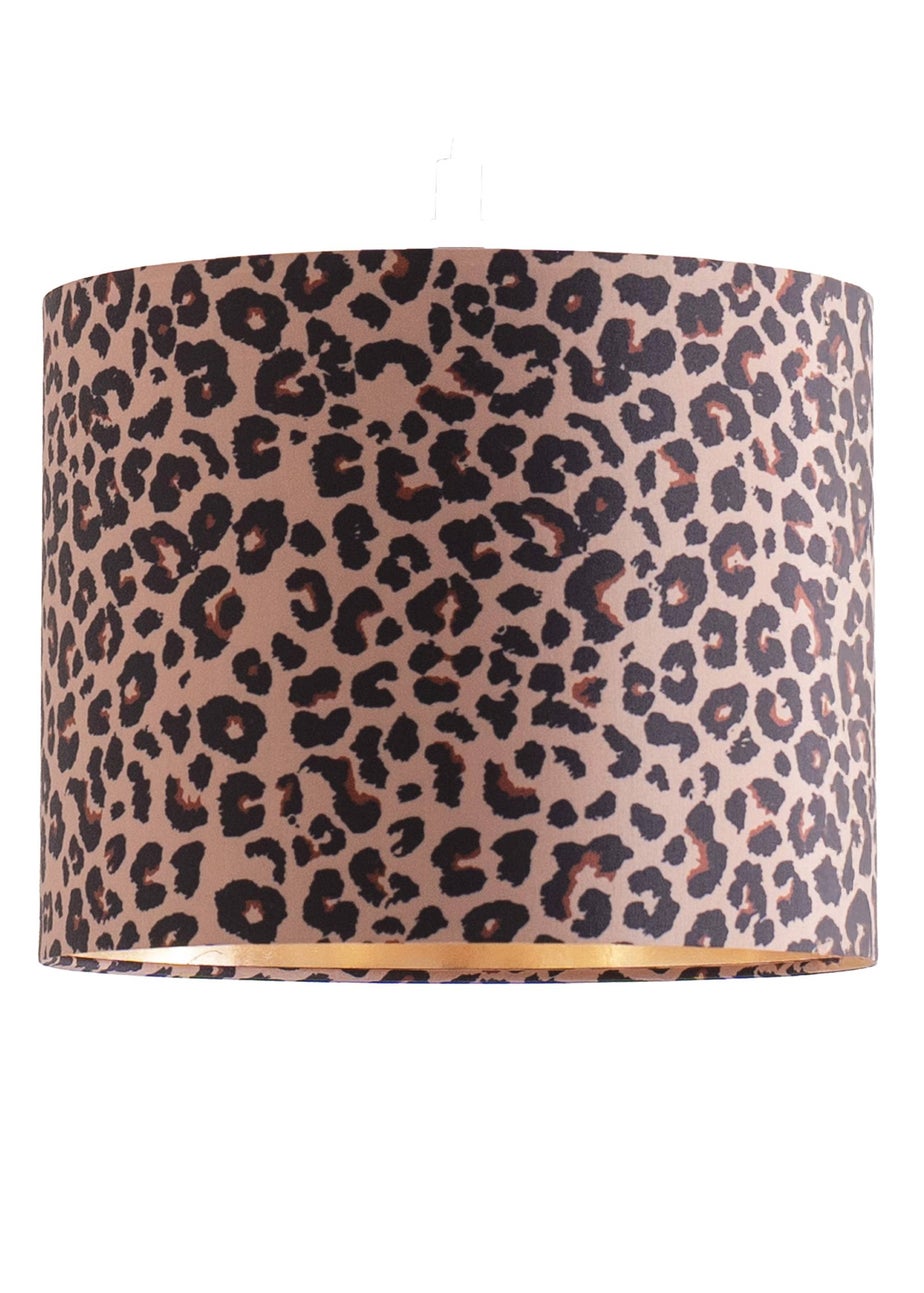 ValueLights Oasis Leopard Print Fabric with Inner Drum Ceiling Lamp Shade