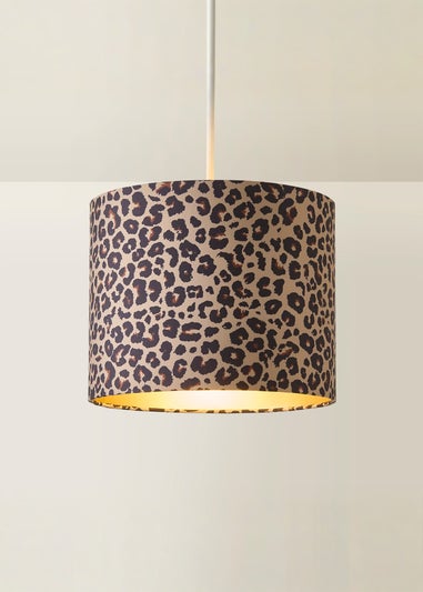 ValueLights Oasis Leopard Print Fabric with Inner Drum Ceiling Lamp Shade
