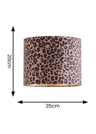 ValueLights Oasis Leopard Print Fabric with Inner Drum Ceiling Lamp Shade