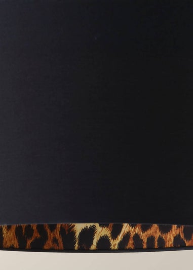 ValueLights Oasis Black Fabric with Leopard Print Inner Drum Ceiling Large Lamp Shade