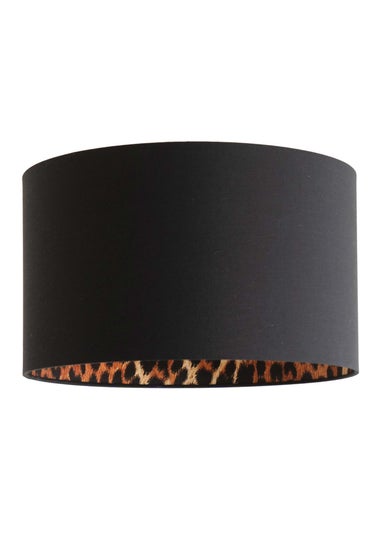ValueLights Oasis Black Fabric with Leopard Print Inner Drum Ceiling Large Lamp Shade