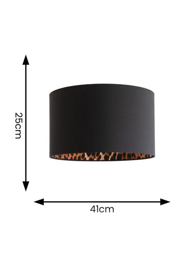 ValueLights Oasis Black Fabric with Leopard Print Inner Drum Ceiling Large Lamp Shade