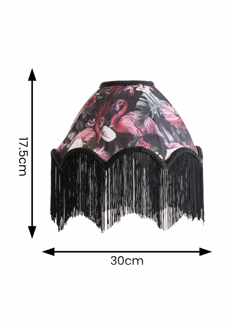 ValueLights Rosette Scalloped Flamingo Fabric Classic Lamp Shade with Black Tassels