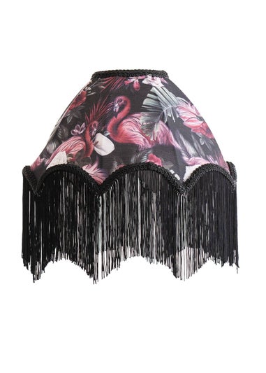 ValueLights Rosette Scalloped Flamingo Fabric Classic Lamp Shade with Black Tassels