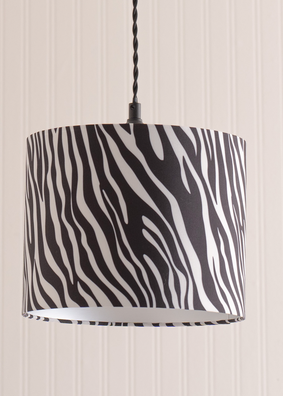 ValueLights Oasis Zebra Print Fabric with Inner Drum Ceiling Lamp Shade