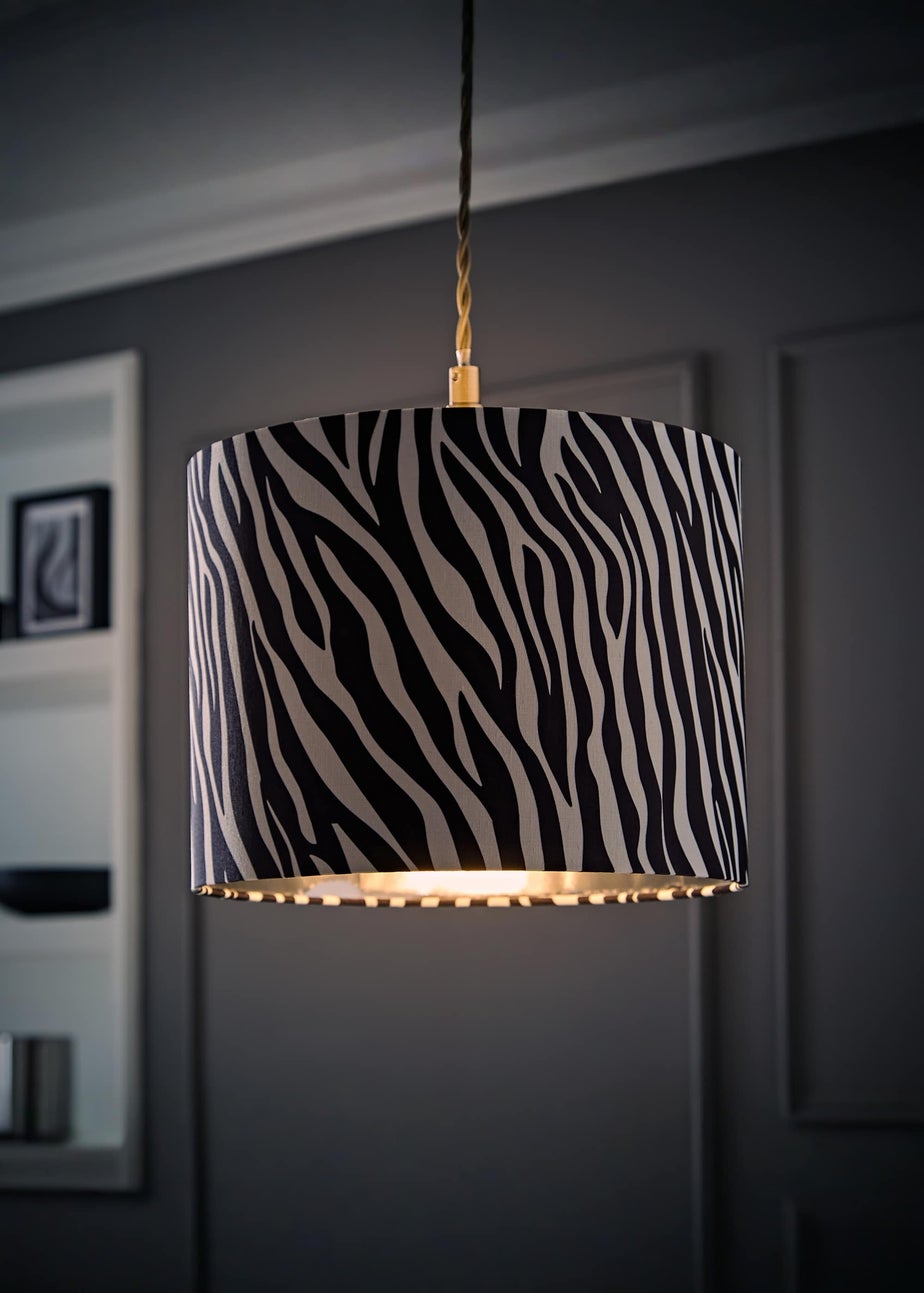ValueLights Oasis Zebra Print Fabric with Inner Drum Ceiling Lamp Shade