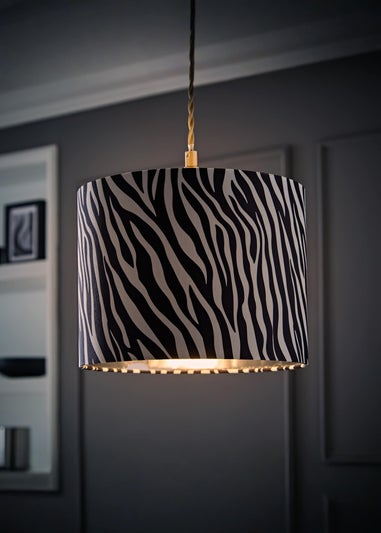 ValueLights Oasis Zebra Print Fabric with Inner Drum Ceiling Lamp Shade