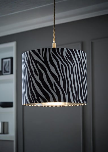 ValueLights Oasis Zebra Print Fabric with Inner Drum Ceiling Lamp Shade