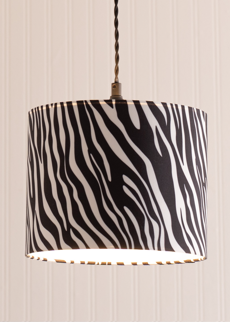 ValueLights Oasis Zebra Print Fabric with Inner Drum Ceiling Lamp Shade
