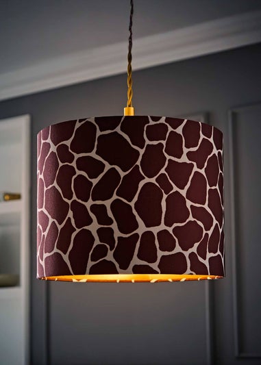 ValueLights Oasis Giraffe Print Fabric with Inner Drum Ceiling Lamp Shade