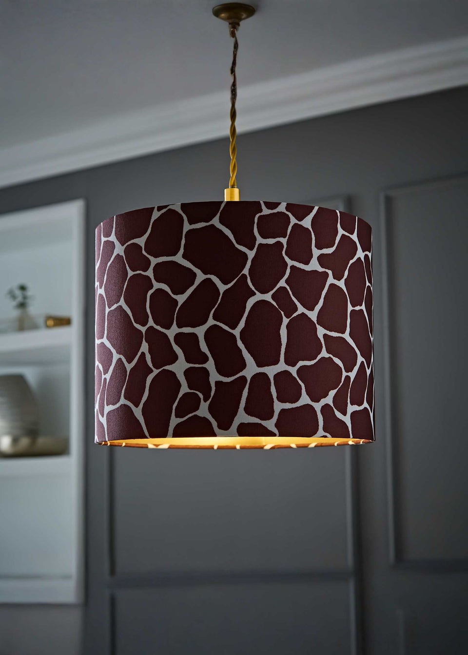 ValueLights Oasis Giraffe Print Fabric with Inner Drum Ceiling Lamp Shade