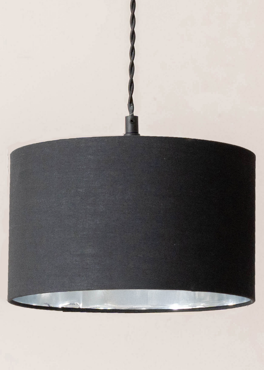 ValueLights Reni Black & Chrome Drum Shade 3 Drop Bar Diner Ceiling Pendant Light