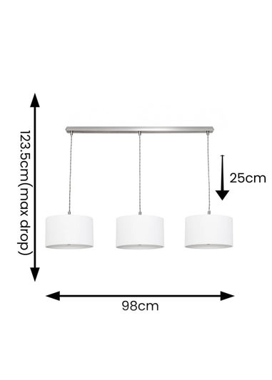 ValueLights Reni White Drum Shade 3 Drop Bar Diner Ceiling Pendant Light