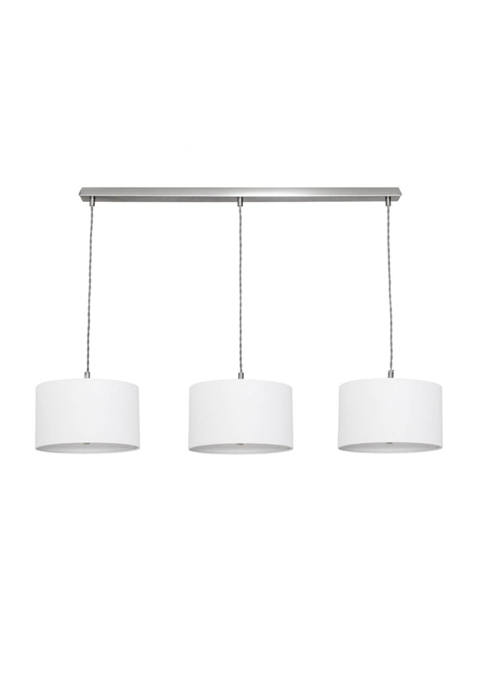 ValueLights Reni White Drum Shade 3 Drop Bar Diner Ceiling Pendant Light