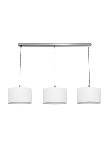 ValueLights Reni White Drum Shade 3 Drop Bar Diner Ceiling Pendant Light