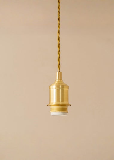 ValueLights Reni Natural & Gold Drum Shade 3 Drop Bar Diner Ceiling Light