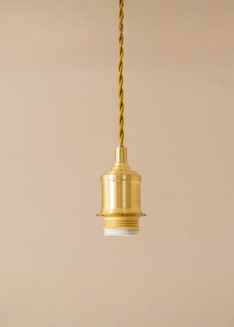 ValueLights Reni Natural & Gold Drum Shade 3 Drop Bar Diner Ceiling Light