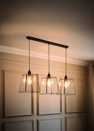 ValueLights Susie Glass Lantern Lamp Shade 3 Drop Diner Ceiling Pendant Light