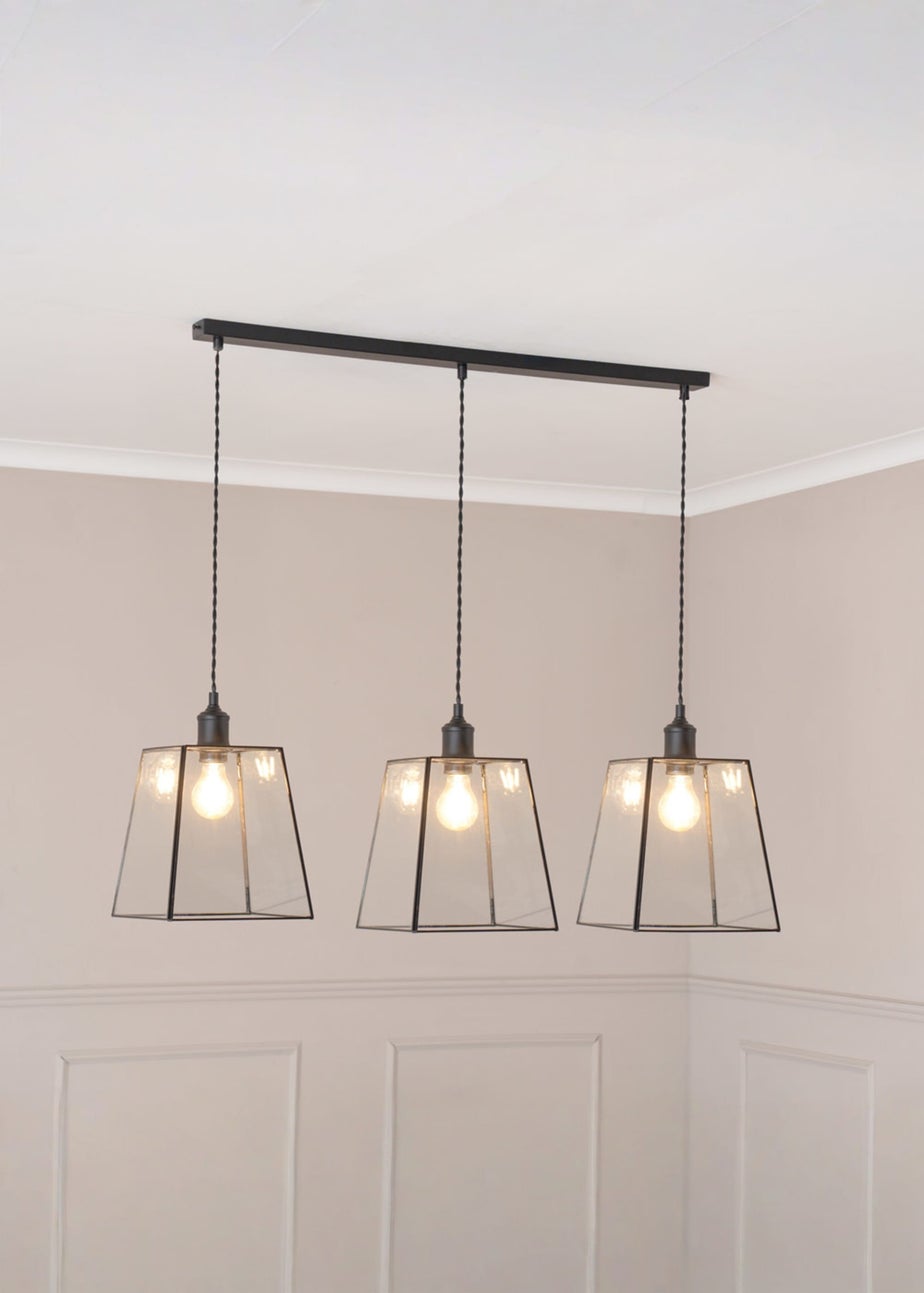 ValueLights Susie Glass Lantern Lamp Shade 3 Drop Diner Ceiling Pendant Light