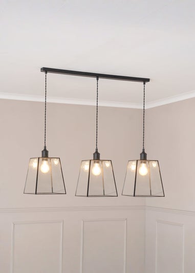 ValueLights Susie Glass Lantern Lamp Shade 3 Drop Diner Ceiling Pendant Light