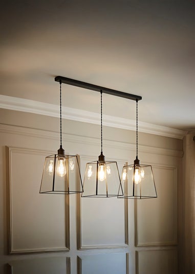 ValueLights Susie Glass Lantern Lamp Shade 3 Drop Diner Ceiling Pendant Light