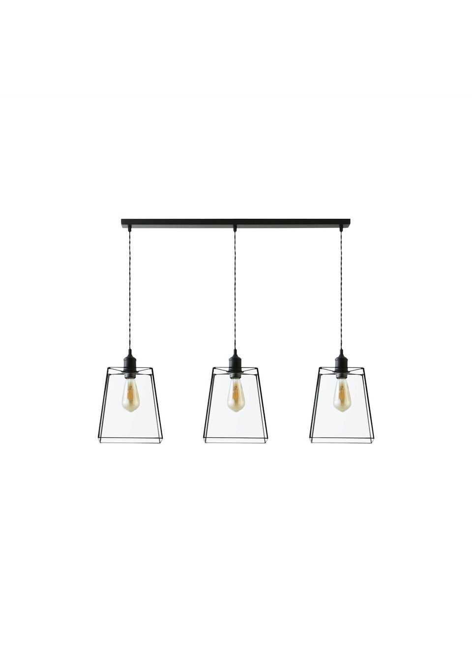 ValueLights Susie Glass Lantern Lamp Shade 3 Drop Diner Ceiling Pendant Light