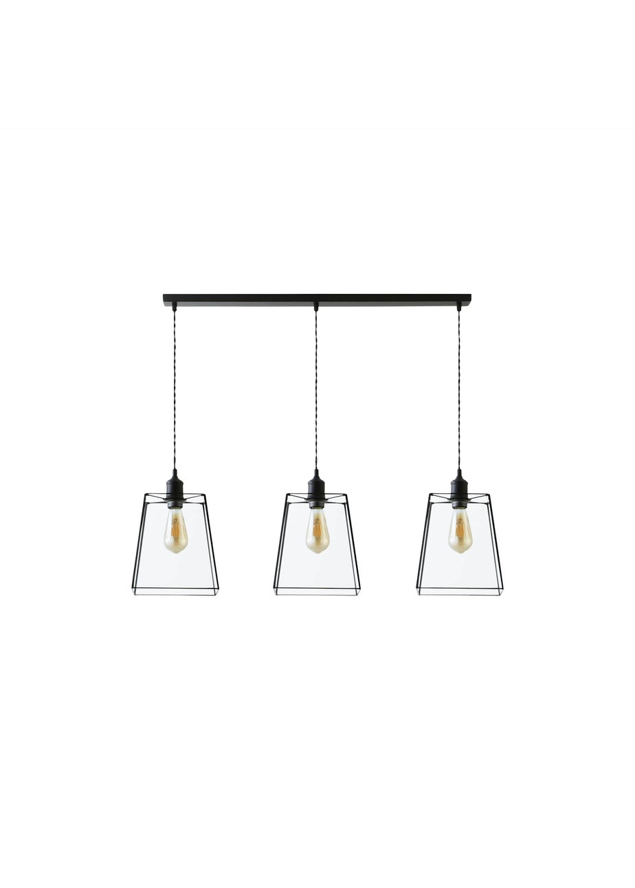 ValueLights Susie Glass Lantern Lamp Shade 3 Drop Diner Ceiling Pendant Light